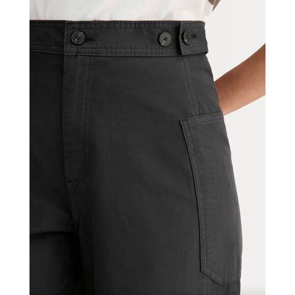 Everlane Fatigue Barrel Pants Linen Cotton Black Sz 4 High Rise Adjustable Waist - Picture 6 of 9